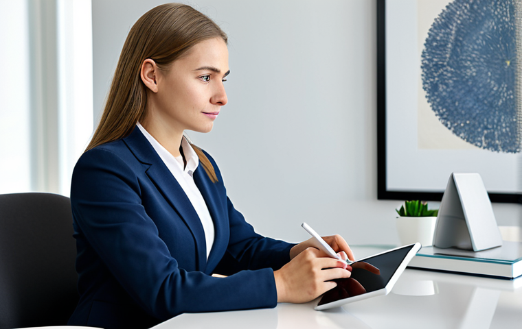A professional female child psychologist, fully clothed in a modest business suit, sits pensively at a modern desk in a calm, well-lit therapy office. She holds a secure tablet, reflecting on complex ethical decisions and the weight of confidentiality. The background shows soft, professional office decor with a subtle, abstract art piece. perfect anatomy, correct proportions, natural pose, well-formed hands, proper finger count, natural body proportions, professional photography, high quality, safe for work, appropriate content, fully clothed, professional dress, family-friendly.