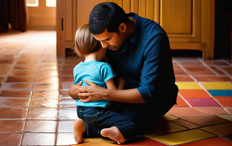아동심리상담과 부모교육 연계 사례 - Unraveling Emotional Worlds**
A heartfelt, realistic photograph capturing a moment of intense ch...