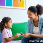 Home 20 아동심리상담사로 재취업하기 - A professional child psychologist conducting a therapy session with a young child wearing casual clo...