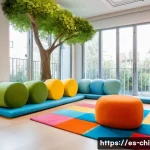 Home 19 아동심리상담사 보수교육 일정 - A warm and inviting therapy room in Spain designed for child psychology sessions, featuring colorful...
